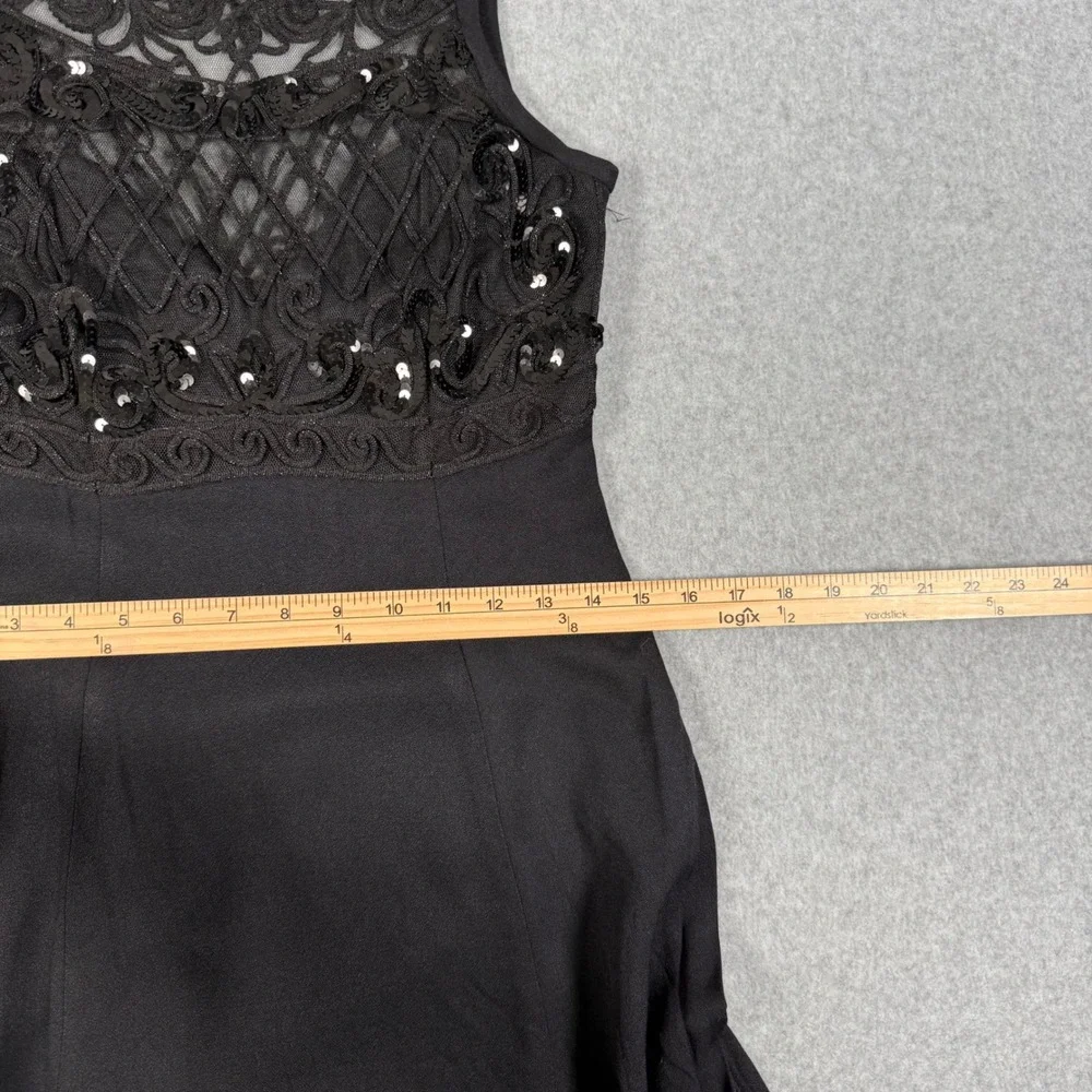 Bari Jay Vintage 90s Black Sequin Lace Maxi Dress Formal Gown Size 5-6 - Picture 7 of 11